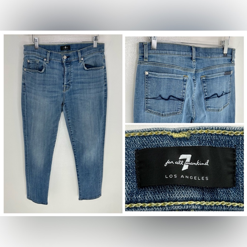 Seven 7 For All Mankind Straight Leg Jeans Size 28β Button Fly Light Wash 30x27